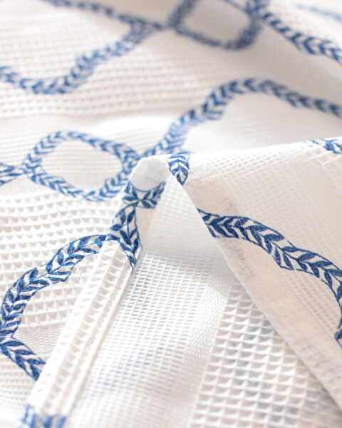 Belda Double 100% Cotton Carded Printed Pique Set - Navy Blue - 5