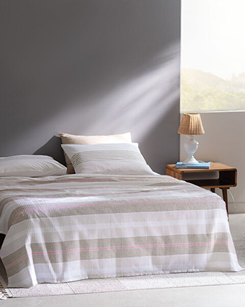 Henri Double Cotton Ecocell Printed Pique Set - Beige - 0