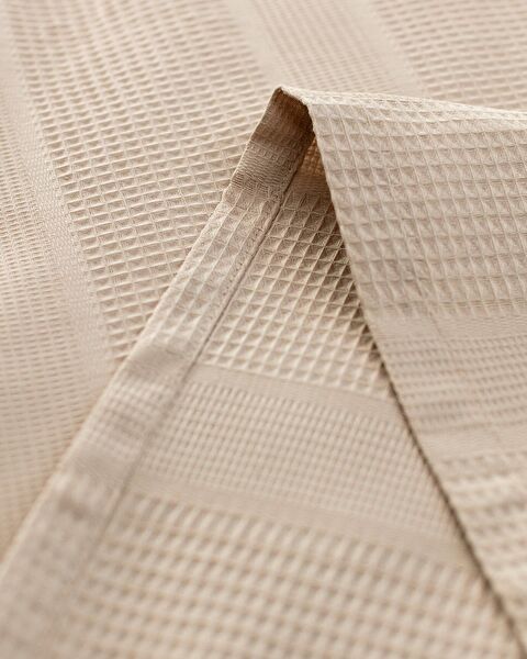 Mathilda Double Cotton Ecocell Plain Duvet Cover Set - Beige - 6