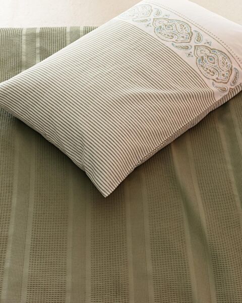 Mathilda Double Cotton Ecocell Plain Duvet Cover Set - Khaki - 3