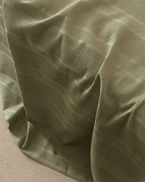 Mathilda Double Cotton Ecocell Plain Duvet Cover Set - Khaki - 6