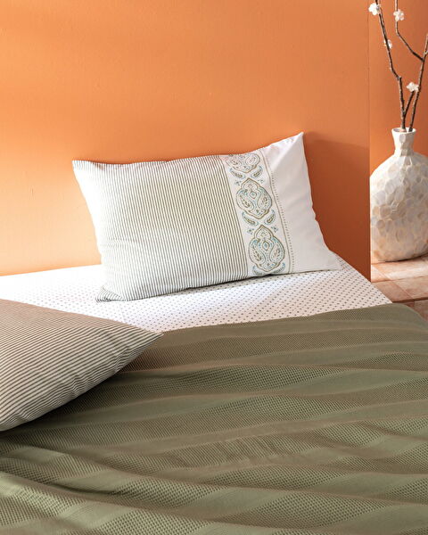 Mathilda Double Cotton Ecocell Plain Duvet Cover Set - Khaki - 2