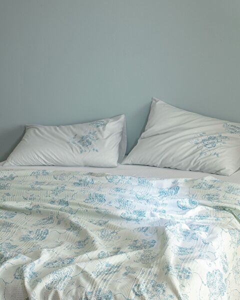 Ensemble piqué imprimé Berne en coton double Ecocell - Vert menthe - 1