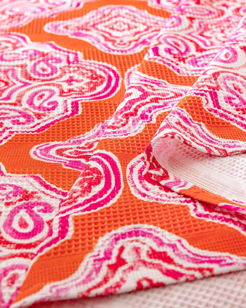 Carel King Size Carded Printed Pique Set - Orange - 4