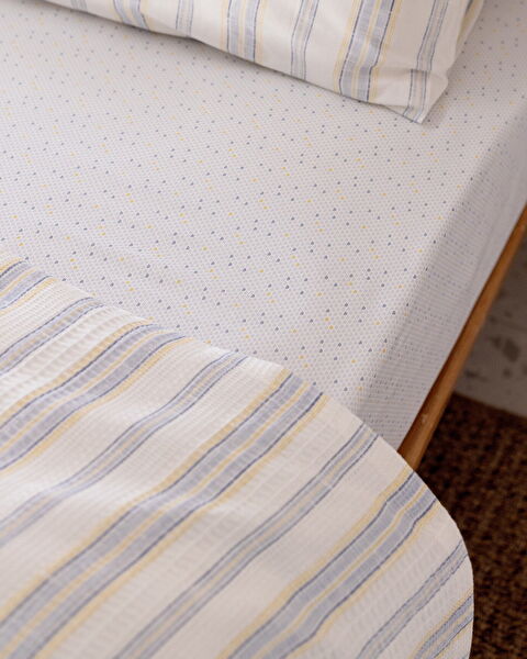 Avery Cotton Kingsize Ecocell bedrukte piquéset - blauw/roze - 2