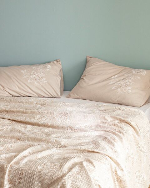 Berne King Size Cotton Ecocell Printed Pique Set - Beige - 1