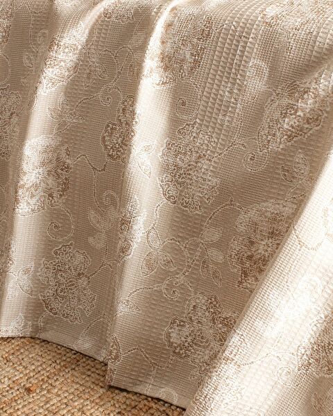 Berne King Size Cotton Ecocell Printed Pique Set - Beige - 4