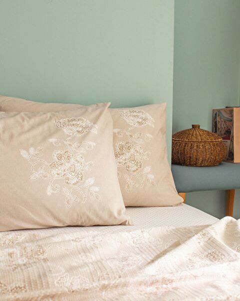 Berne King Size Cotton Ecocell Printed Pique Set - Beige - 3