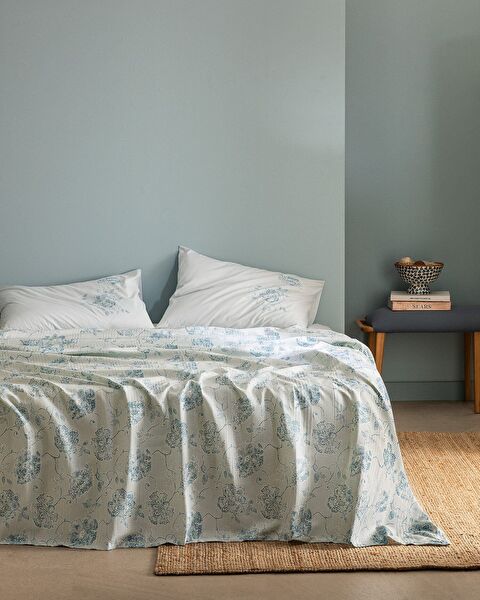 Berne King Size Cotton Ecocell Printed Pique Set - Mint Green - 0