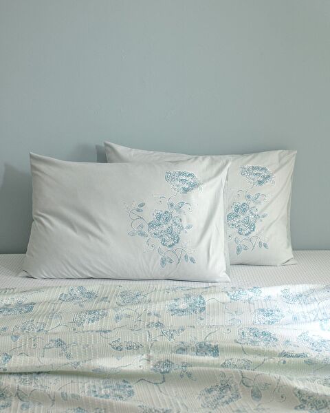 Berne King Size Cotton Ecocell Printed Pique Set - Mint Green - 3