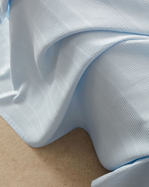 Mathilda Tek Kişilik %100 Pamuk Karde Düz Pike Takımı - Mavi - 6