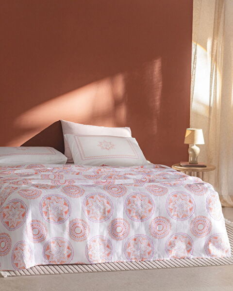 Orva Single 100% Cotton Carded Printed Pique Set - Orange - 0