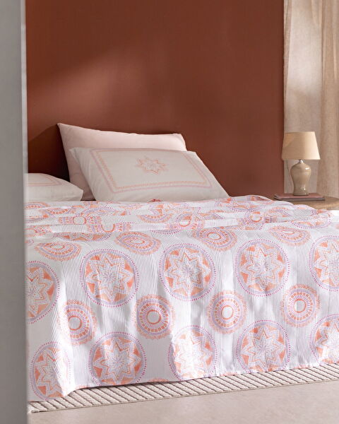 Orva Single 100% Cotton Carded Printed Pique Set - Orange - 1
