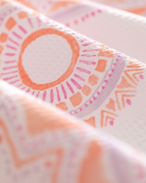 Orva Single 100% Cotton Carded Printed Pique Set - Orange - 5