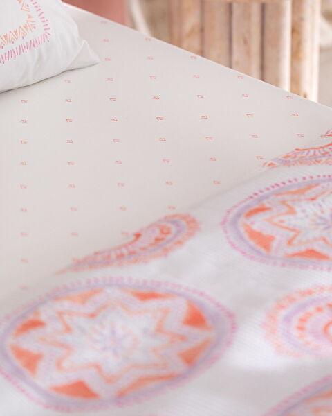 Orva Single 100% Cotton Carded Printed Pique Set - Orange - 3