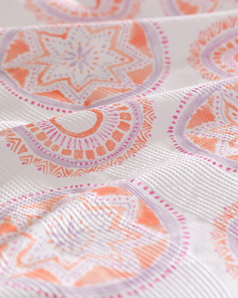 Orva Single 100% Cotton Carded Printed Pique Set - Orange - 4