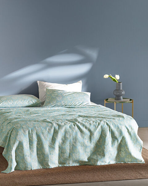 Searlas Single Cotton Ecocell Printed Pique Set - Mint Green - 0