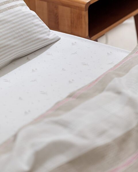 Henri Single Cotton Ecocell Printed Pique Set - Beige - 3