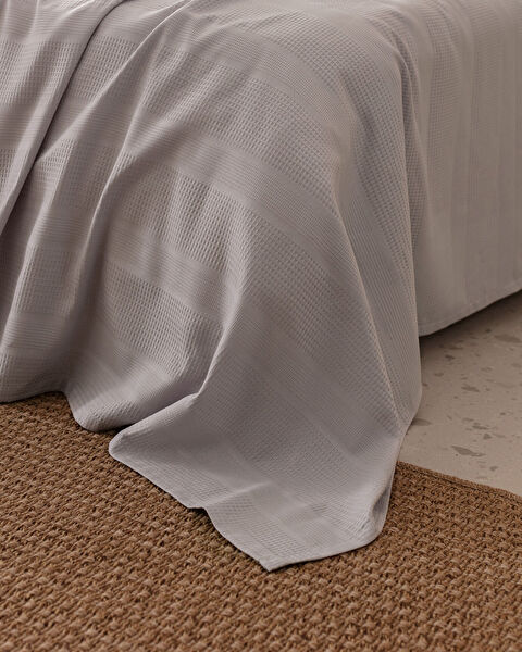 Mathilda Single Cotton Ecocell Plain Duvet Cover Set - Gray - 2