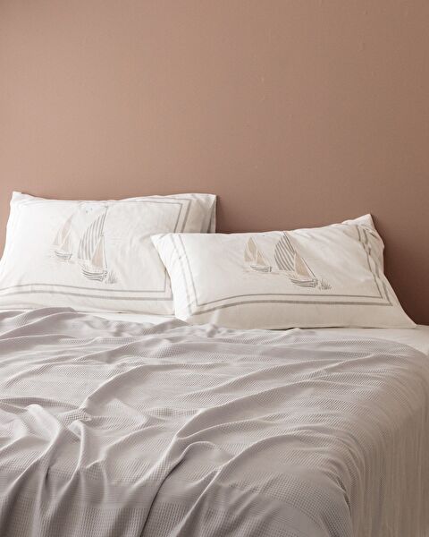 Mathilda Single Cotton Ecocell Plain Duvet Cover Set - Gray - 1