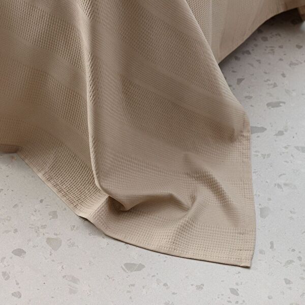 Mathilda Tek Kişilik Pamuklu Ecocell Düz Pike Takımı - Bej - 4