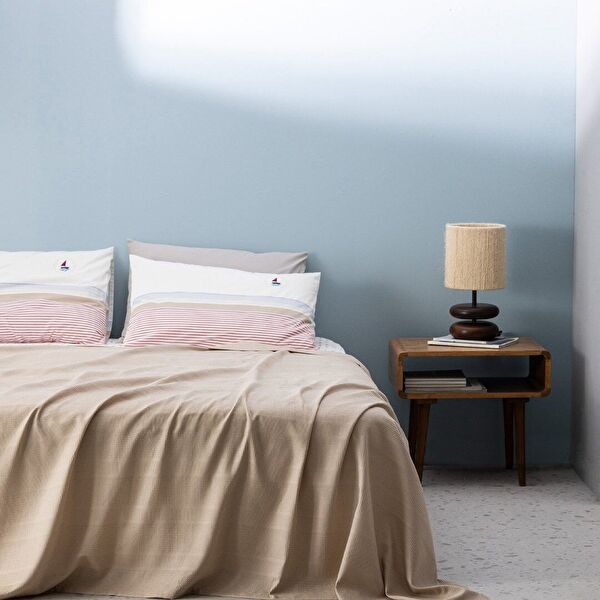 Mathilda Tek Kişilik Pamuklu Ecocell Düz Pike Takımı - Bej - 0