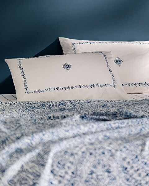 Jendi Single Cotton Ecocell Printed Pique Set - Dark Blue - 2