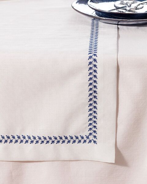 Tapis de Passage Moselle - Blanc/Bleu Marine - 1