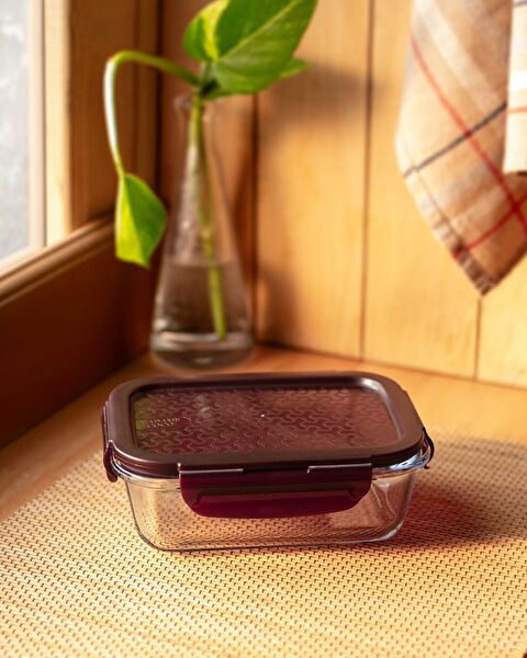 Récipient de conservation rectangulaire en verre borosilicaté Modena avec couvercle - 650ML - 0