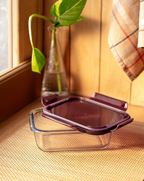 Récipient de conservation rectangulaire en verre borosilicaté Modena avec couvercle - 650ML - 1