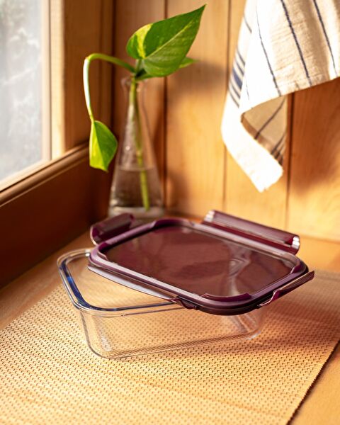 Récipient de conservation rectangulaire en verre borosilicaté Modena avec couvercle - 1000ML - 1