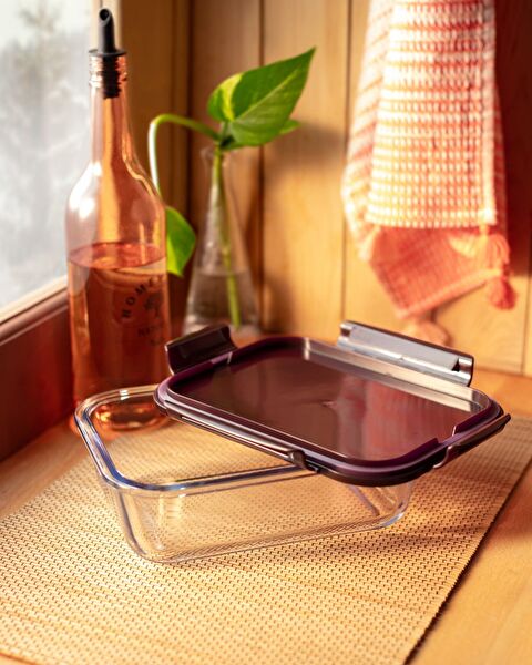 Récipient De Stockage En Verre Borosilicaté Rectangle Modène Avec Couvercle - 1500ml - 1