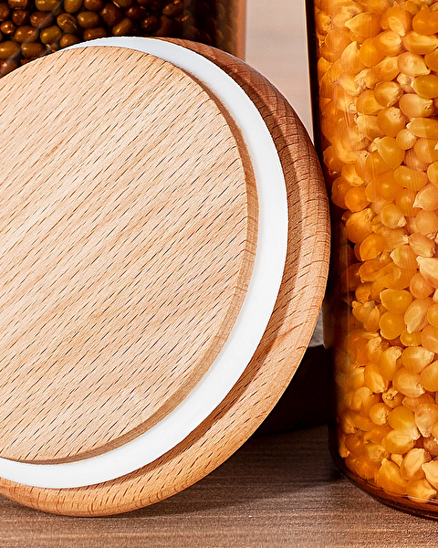 Yuviera 900ml Storage Container with Wooden Lid Set of 3 - 2