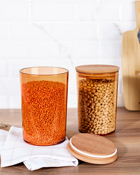 Lot de 2 boîtes de conservation Yuviera 1500 ml avec couvercle en bois - 1