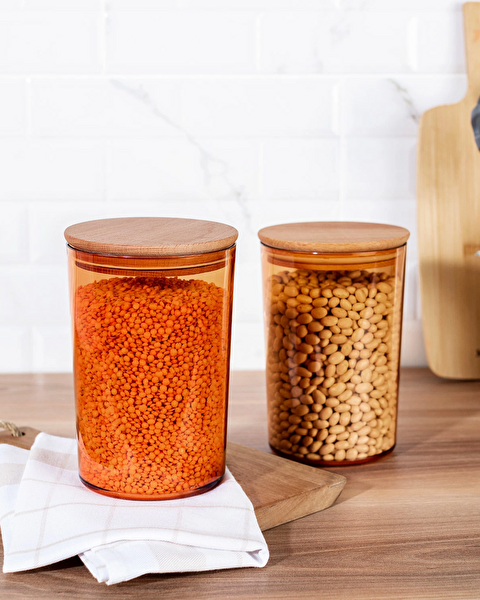 Lot de 2 boîtes de conservation Yuviera 1500 ml avec couvercle en bois - 0