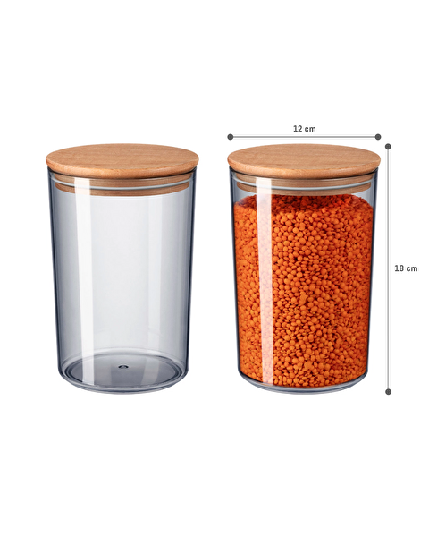 Yuviera 1500 ml voorraaddoos met houten deksel, set van 2 - 5