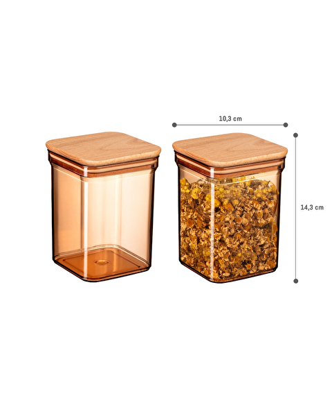 Kaviera Boîte de rangement avec couvercle en bois 1000 ml 2 pièces - 4