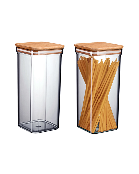 Kaviera Lot de 2 récipients de conservation 1500 ml avec couvercle en bois - 4