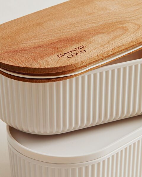 صندوق تخزين بغطاء خشبي 500 مل قطعتين - 3