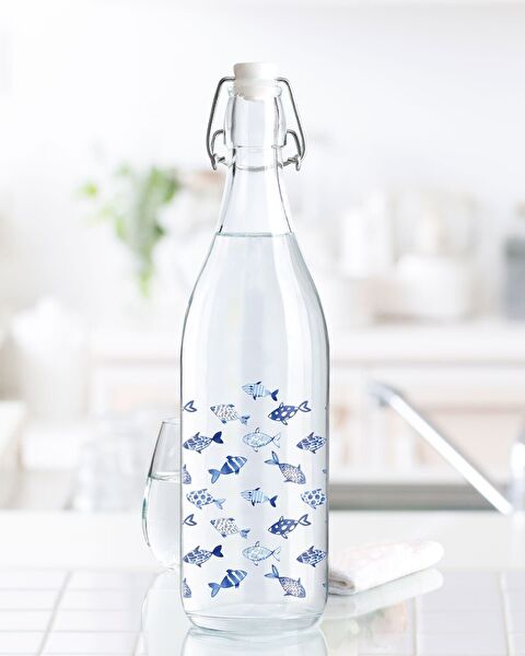 Fish Glass Water Bottle-1lt - 1