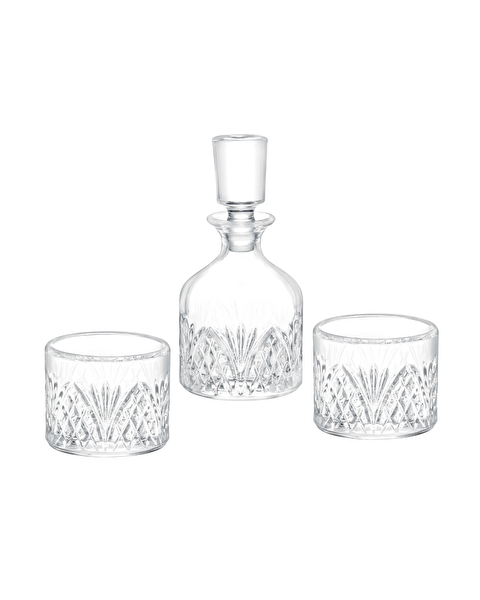 Aron 3 Piece Glass Whiskey Carafe Set - With Lid - 4