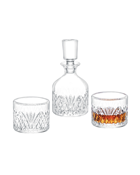 Aron 3 Piece Glass Whiskey Carafe Set - With Lid - 5