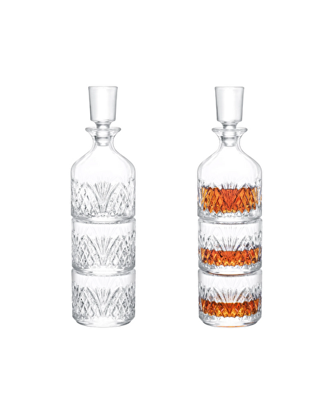 Aron 3 Piece Glass Whiskey Carafe Set - With Lid - 6