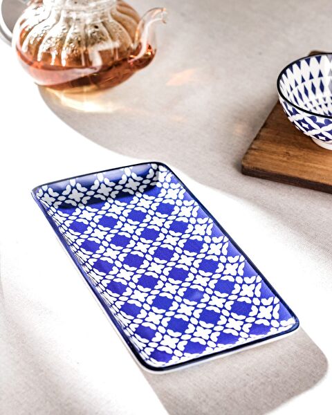 طبق مستطيل من Rêve Bleu Brest New Bone China - 0