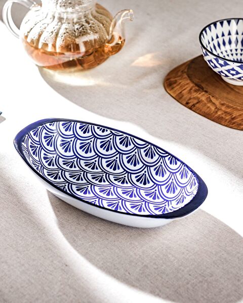 Rêve Bleu Belfort New Bone China Assiette Ovale avec Poignée - 0