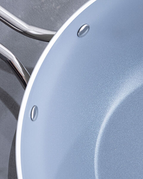 Poêle Wok Nano Céramique - Blanc/Anthracite - 28 cm - 3