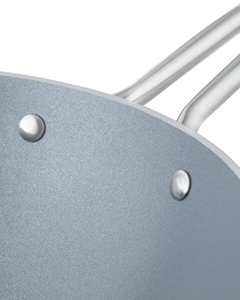 Poêle Wok Nano Céramique - Blanc/Anthracite - 28 cm - 7