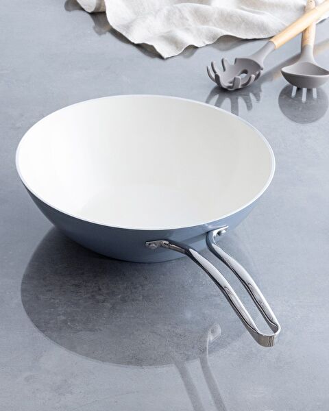 Nano Keramische Wokpan - Grijs/Wit - 28 cm - 0