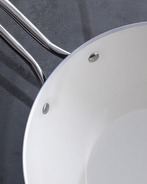 Nano Keramische Wokpan - Grijs/Wit - 28 cm - 3