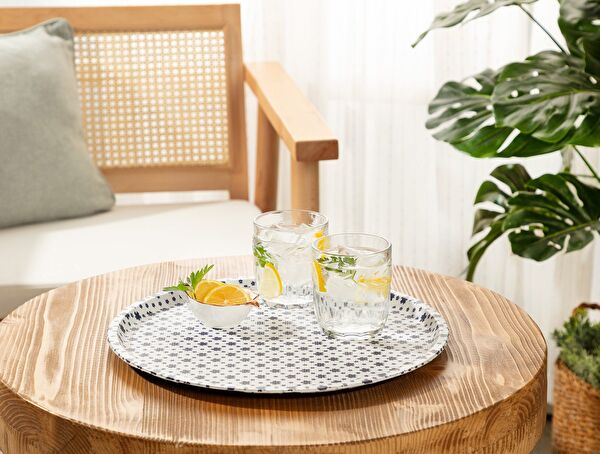 صينية مستديرة صغيرة من ريف بلو - 0